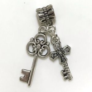 Cross Skeleton Key Dangle Charm